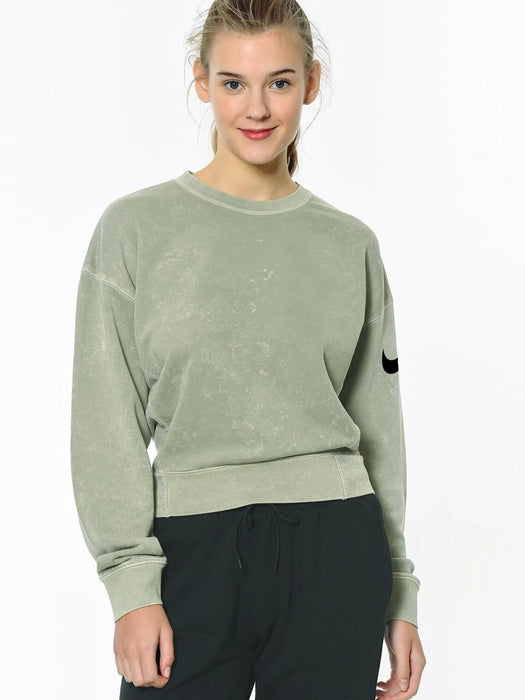 Nk Terry Fleece Rebel Sweatshirt For Ladies-Light Green Faded-BR369