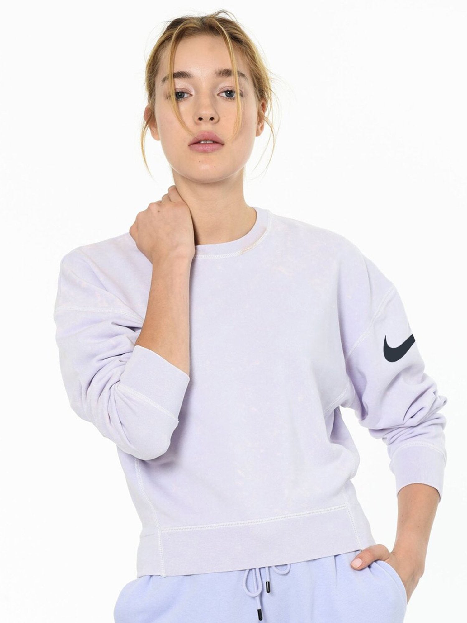 Nk Terry Fleece Rebel Sweatshirt For Ladies-Purple Faded-RT2159