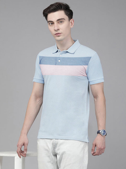 Nxt Stylish Pique Summer Polo For Men-Sky Blue With Panels-AN3943