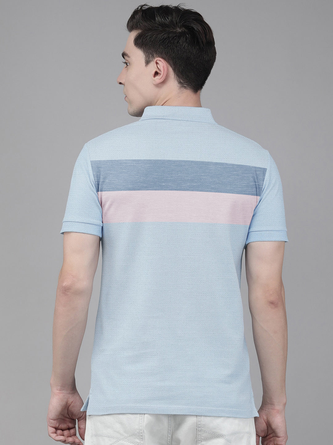 Nxt Stylish Pique Summer Polo For Men-Sky Blue With Panels-AN3943
