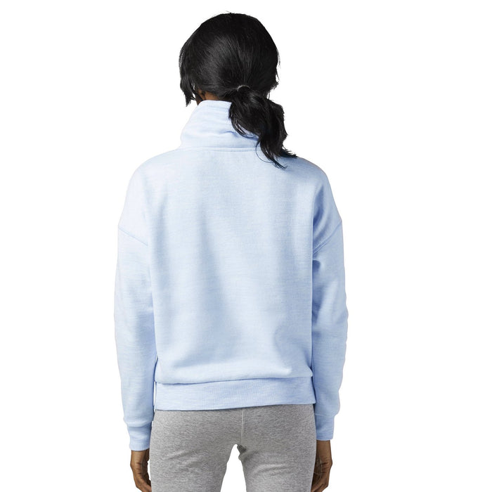 NYC Polo Fleece Cowl Neck Hoodie For Ladies-Sky Blue Melange-BE13721