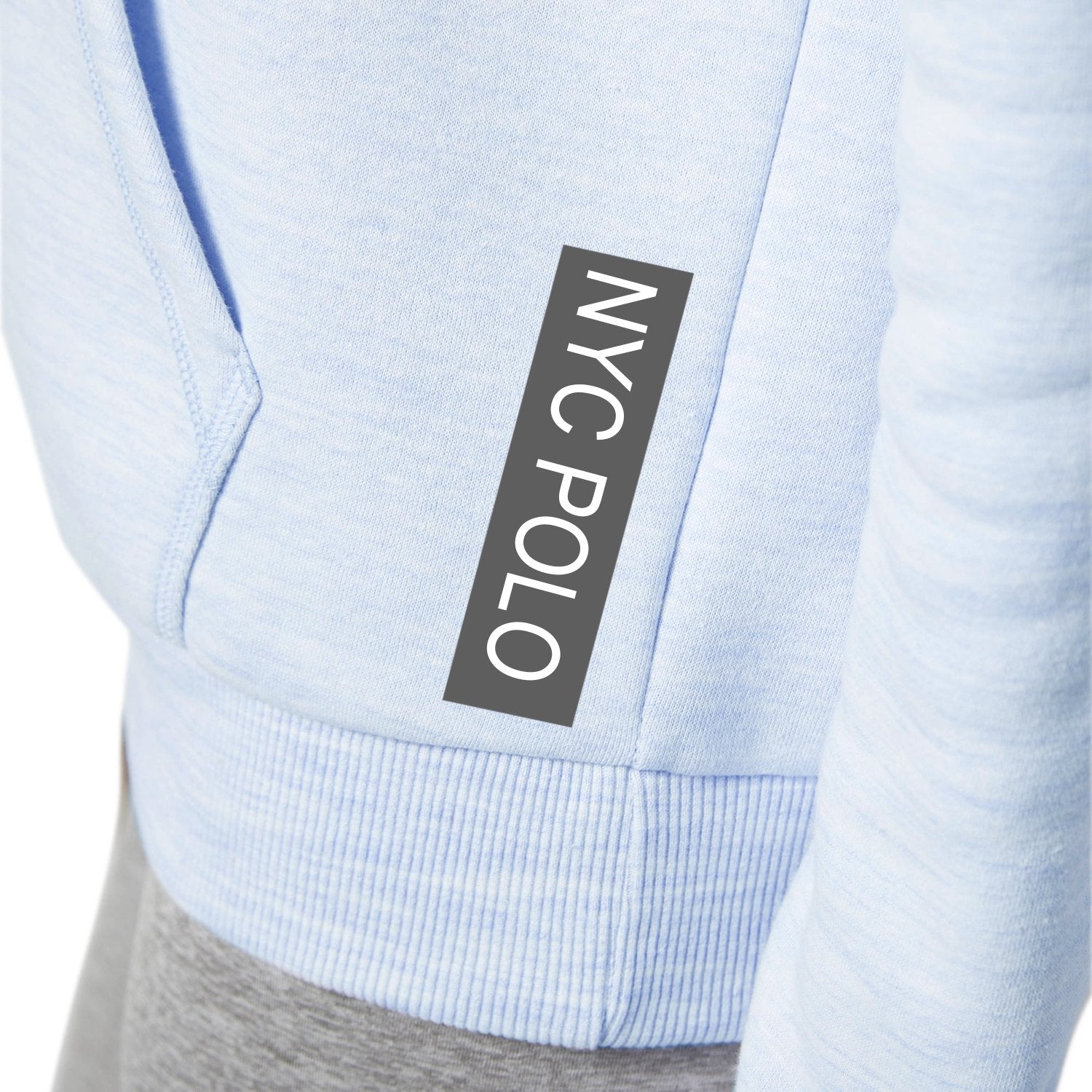 NYC Polo Fleece Cowl Neck Hoodie For Ladies-Sky Blue Melange-BE13721