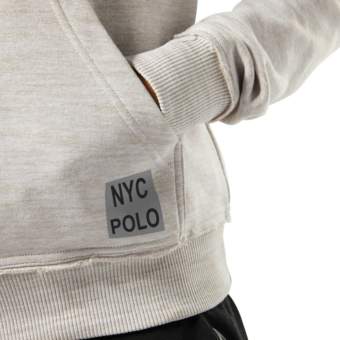 NYC Polo Fleece Cowl Neck Hoodie For Ladies-Wheat Melange-BE13780