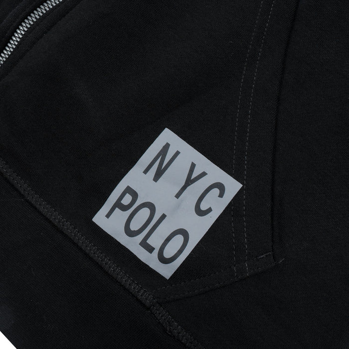 NYC Polo Fleece Zipper Hoodie For Men-Black-BR14352