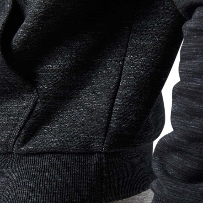 NYC Polo Terry Fleece Cowl Neck Hoodie For Ladies-Black Melange-BE13845