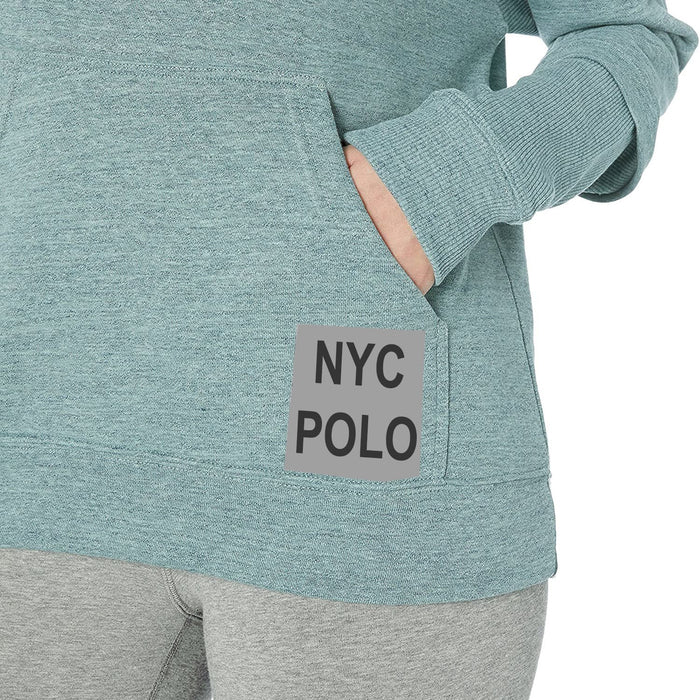 NYC Polo Terry Fleece Cowl Neck Hoodie For Ladies-Green Melange-BE13939