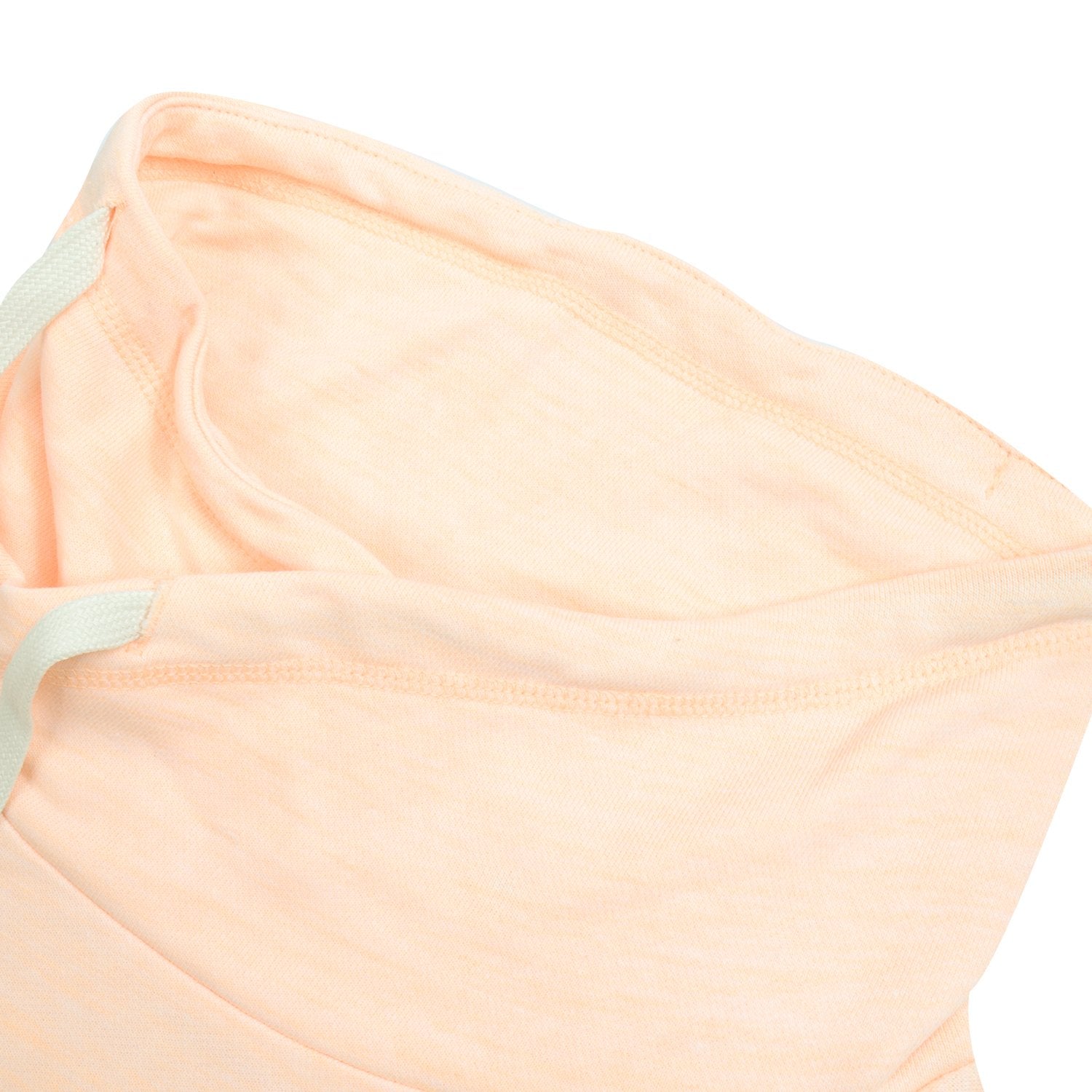 NYC Polo Terry Fleece Cowl Neck Hoodie For Ladies-Light Peach-BE13733