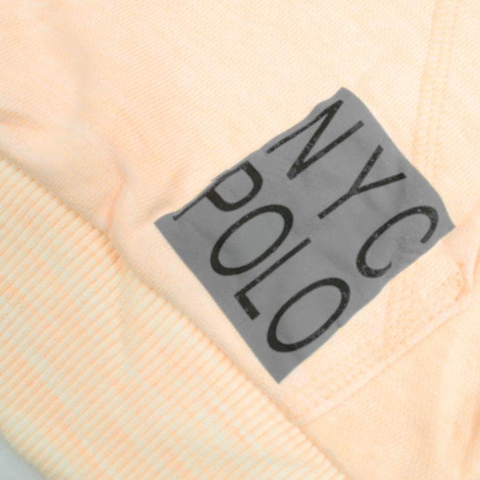 NYC Polo Terry Fleece Cowl Neck Hoodie For Ladies-Light Peach-BE13733
