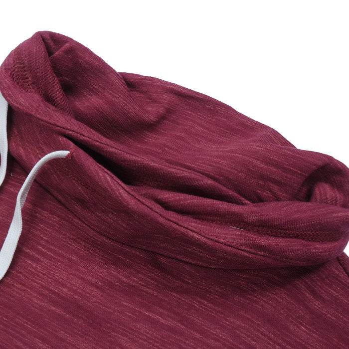 NYC Polo Terry Fleece Cowl Neck Hoodie For Ladies-Maroon Melange-BE13719