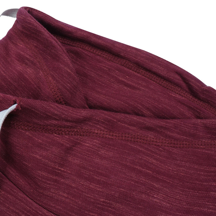 NYC Polo Terry Fleece Cowl Neck Hoodie For Ladies-Maroon Melange-BE13719