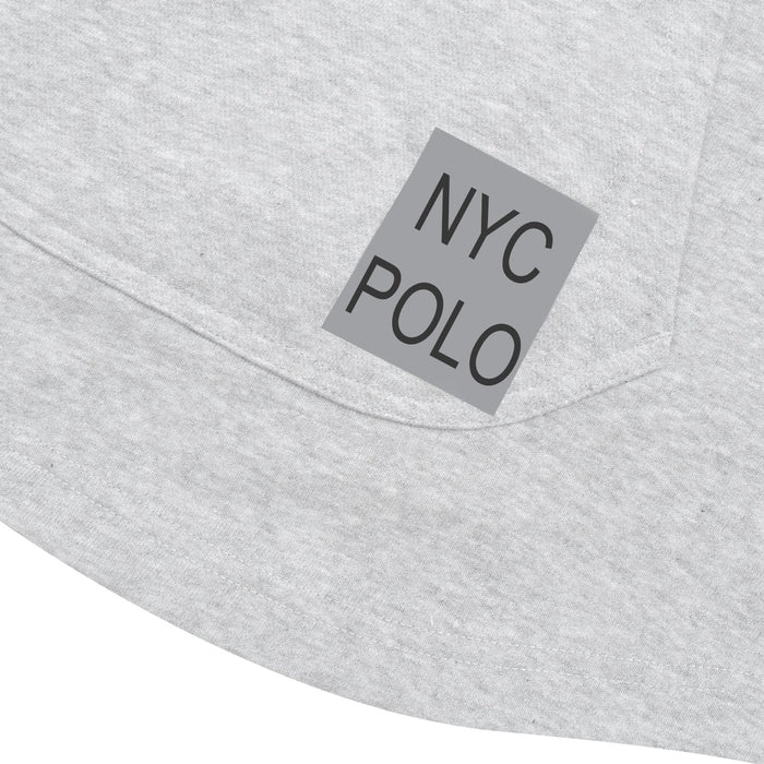NYC Polo Terry Fleece Essential Pullover Hoodie For Ladies-Grey Melange-RT897