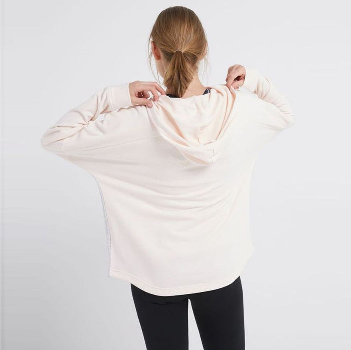 NYC Polo Terry Fleece Essential Pullover Hoodie For Ladies-Skin with Grey Melange-RT895