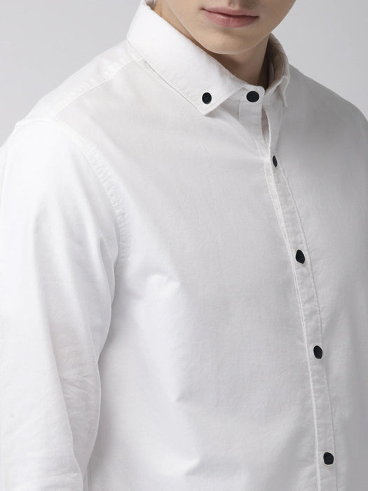 Oxen Nexoluce Premium Slim Fit Casual Shirt For Men-White-AN4101