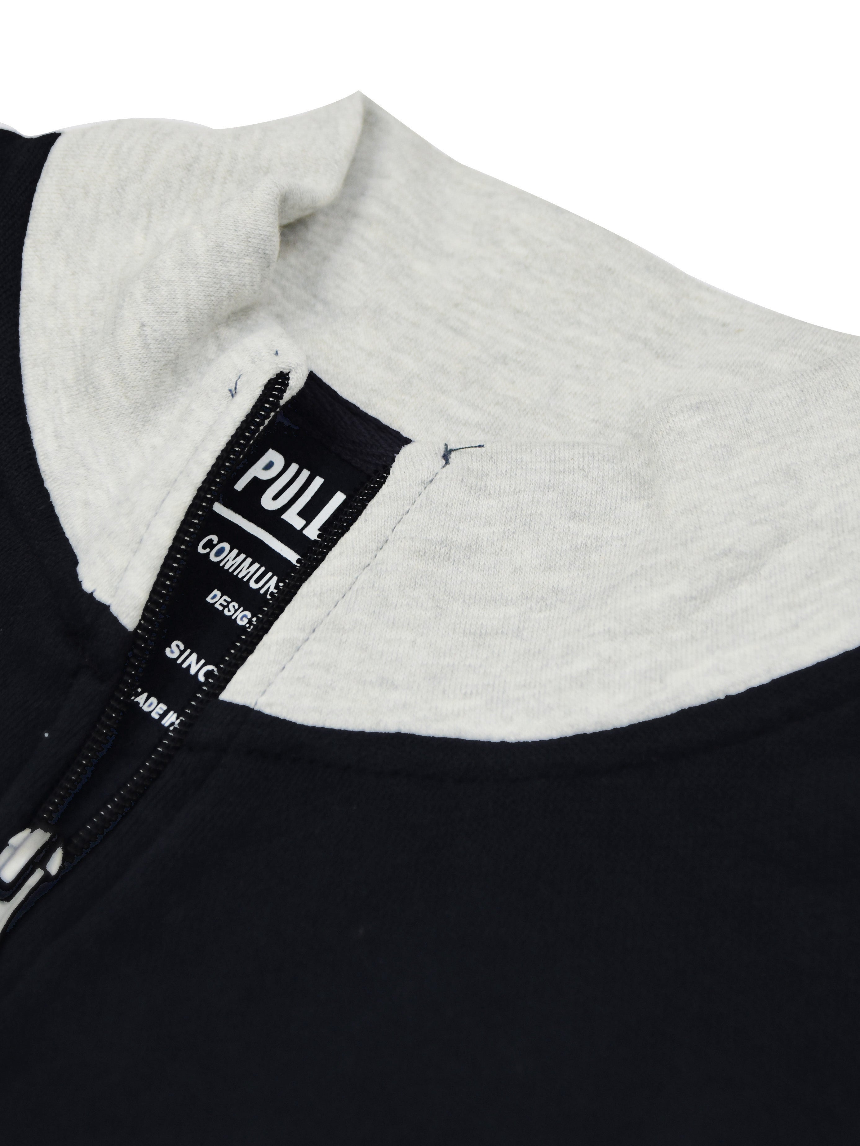 P&B Sleeveless Mock Neck Zipper Jacket For Men-Dark Navy & Grey Melange-RT170