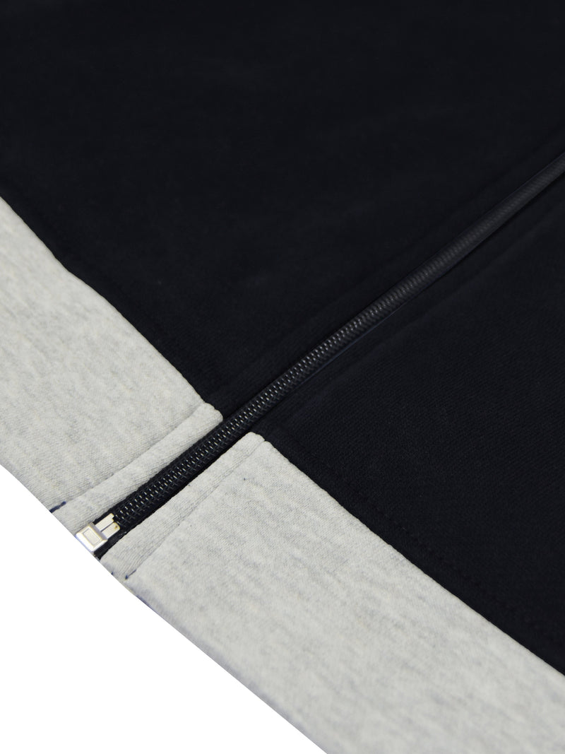 P&B Sleeveless Mock Neck Zipper Jacket For Men-Dark Navy & Grey Melange-RT170