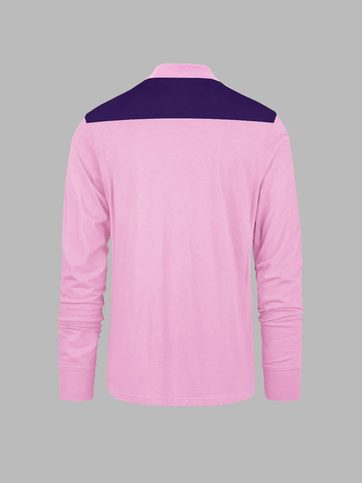 Louis Vicaci Long Sleeve Polo For Men-Light Pink with Purple-RT923