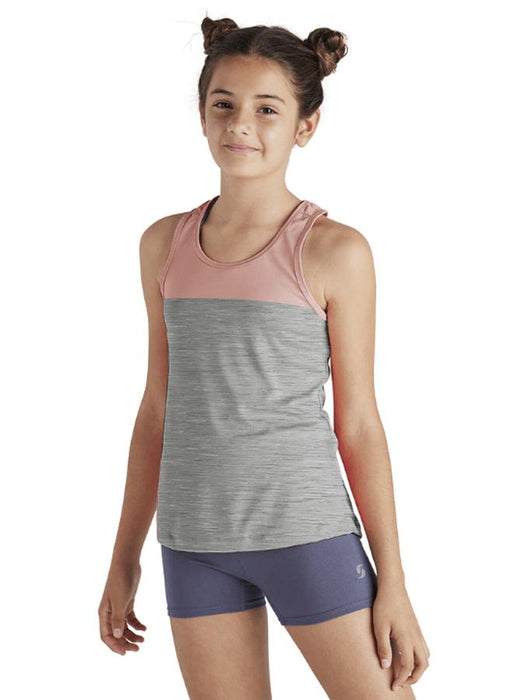 Popular Sports Crew Neck Single Jersey Tee Shirt For Kids-T Pink & Grey Melange-AN3298