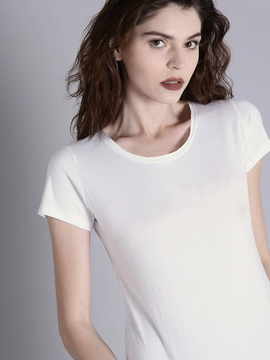 NXT Single Jersey Crew Neck Tee Shirt For Ladies-White-RT293