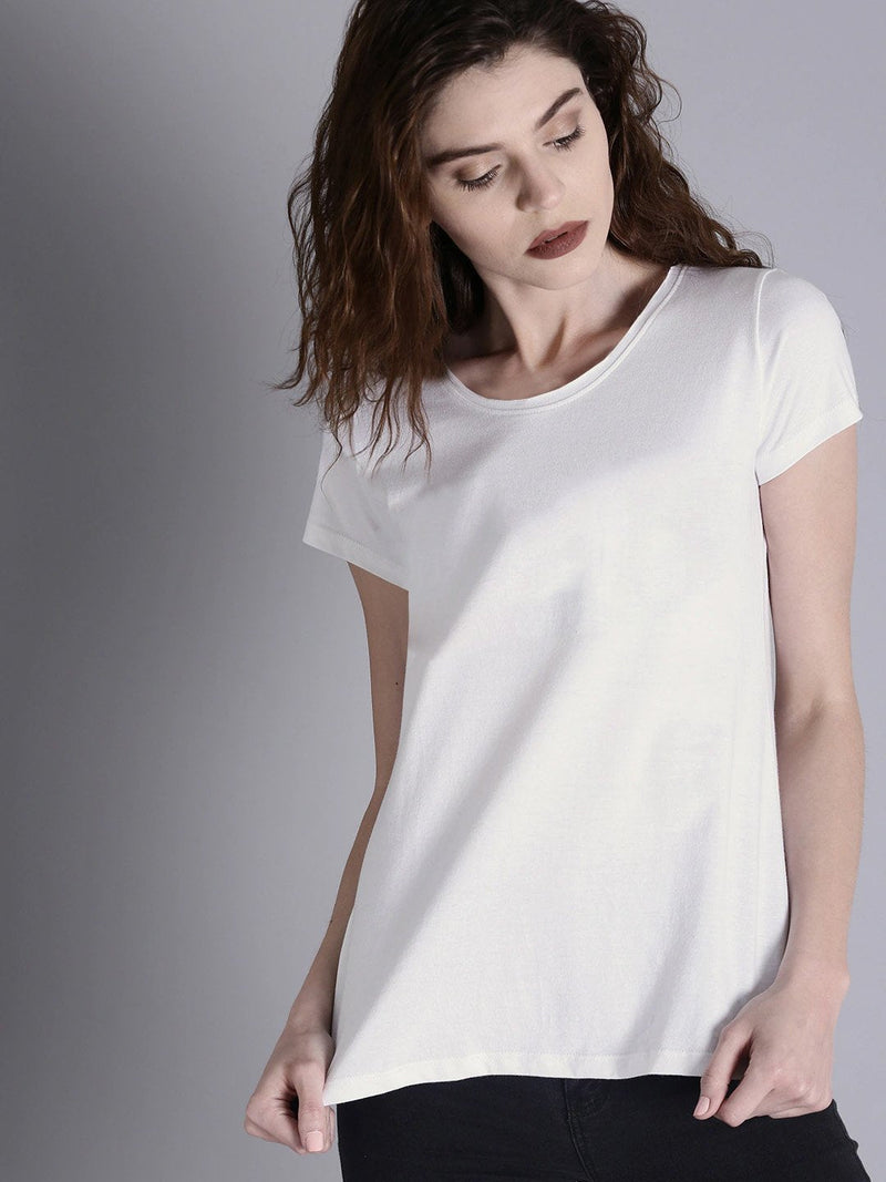 NXT Single Jersey Crew Neck Tee Shirt For Ladies-White-RT293