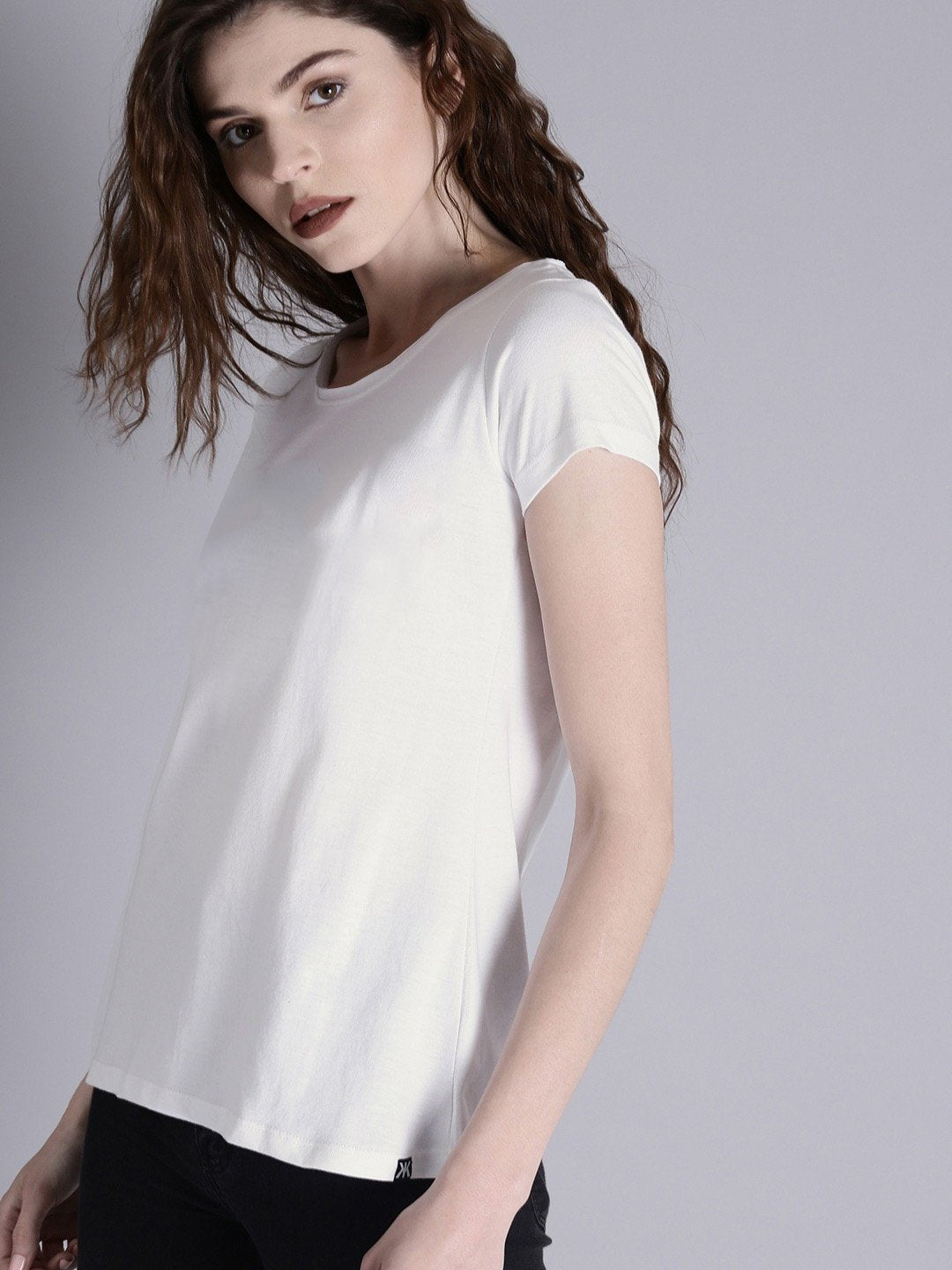 NXT Single Jersey Crew Neck Tee Shirt For Ladies-White-RT293