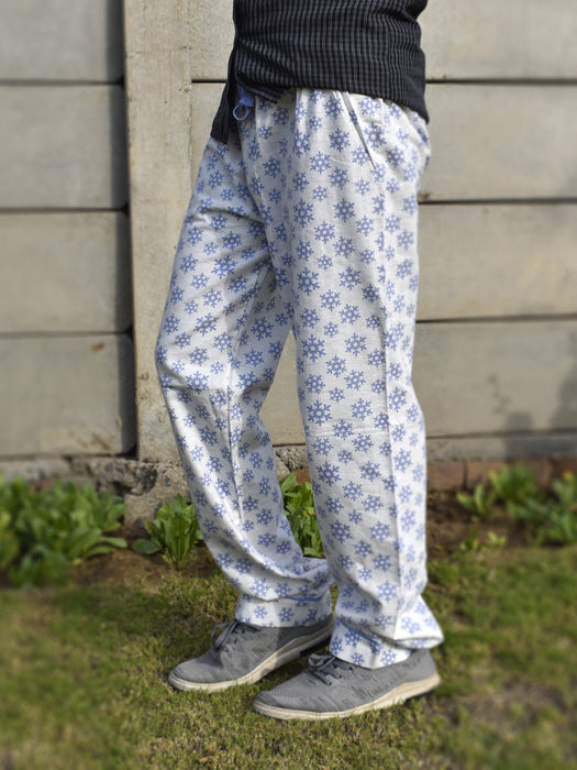 Premium Quality Falalen Trouser For Men-White Allover Blue Printe-RT2388