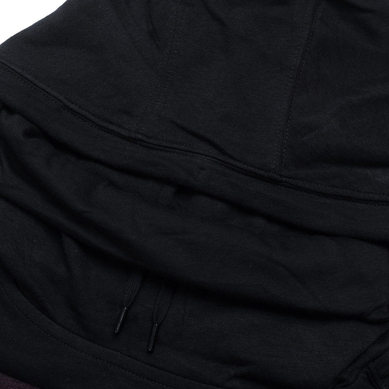 P&B Fleece Pullover Hoodie For Men-Black with Burgundy Melange Panel-BE13174