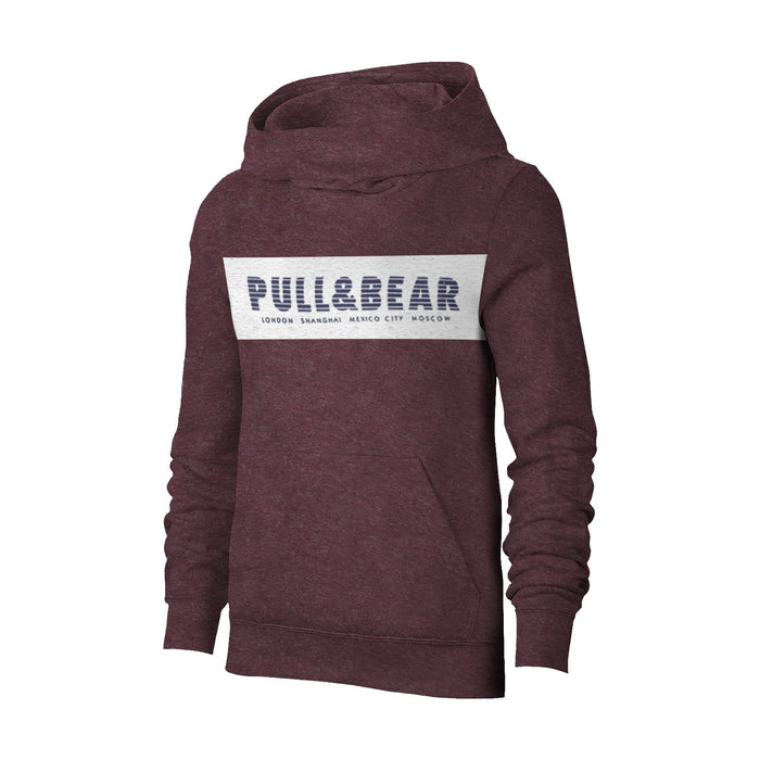 P&B Fleece Pullover Hoodie For Men-Burgundy  Melange with Off White Panel-BE13354