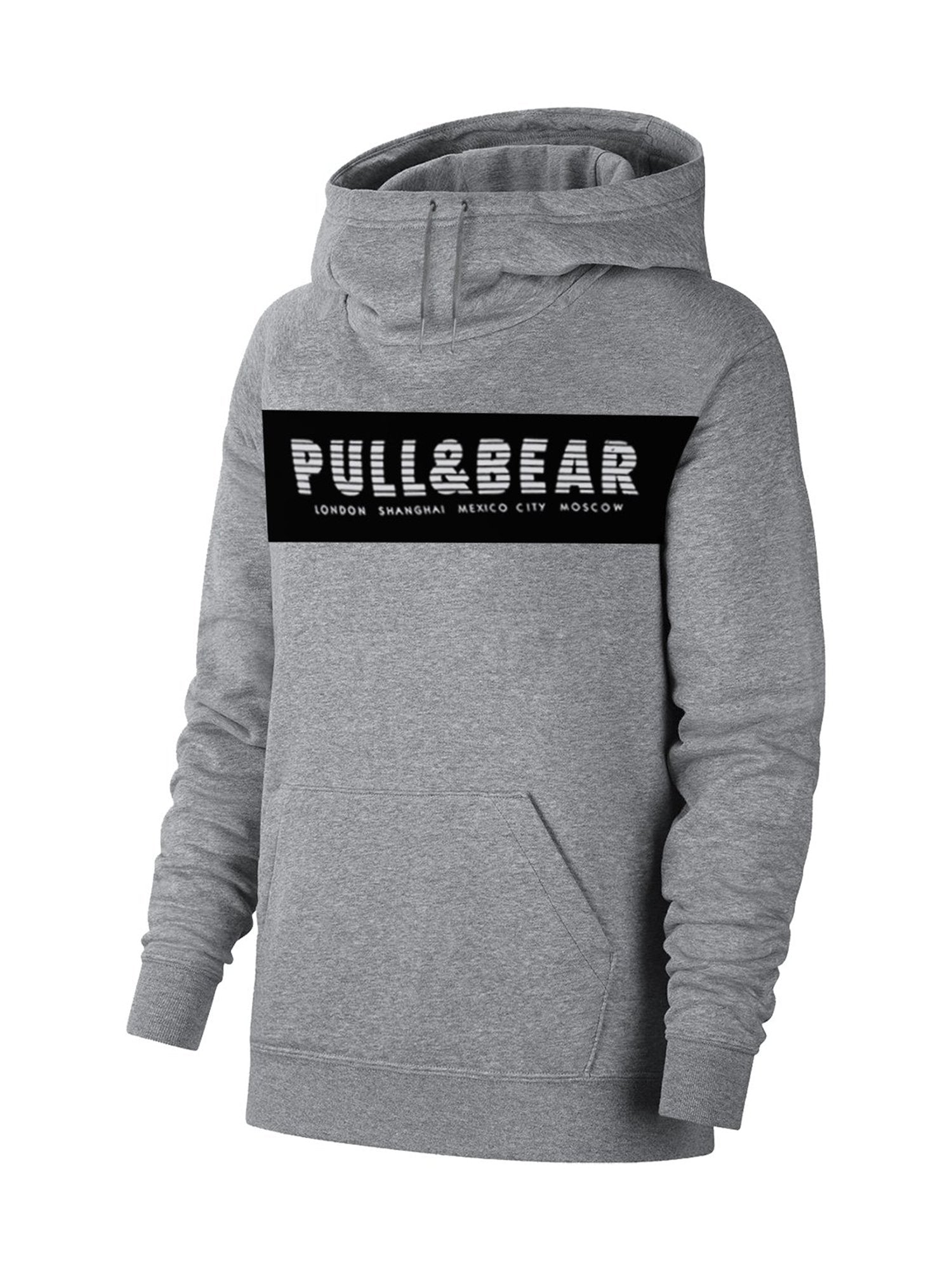 P&B Fleece Pullover Hoodie For Men-Charcoal Melange With Black Panel-BE13699