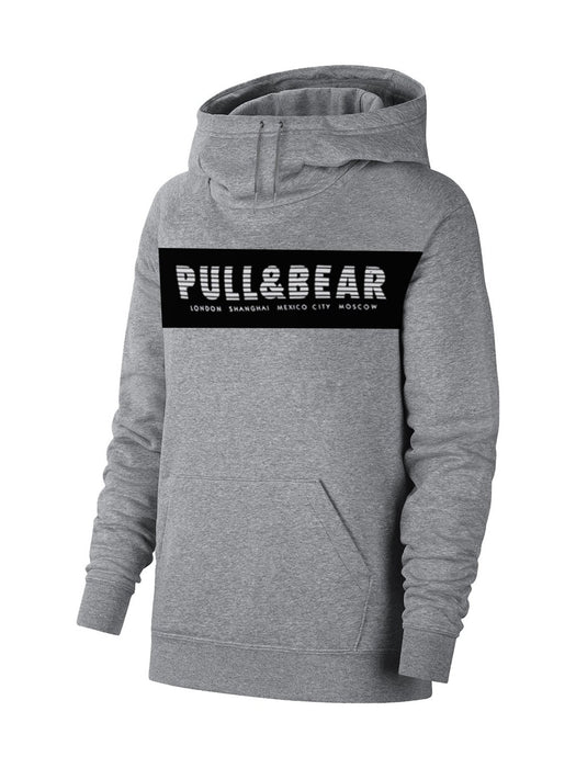 P&B Fleece Pullover Hoodie For Men-Charcoal Melange With Black Panel-BE13699
