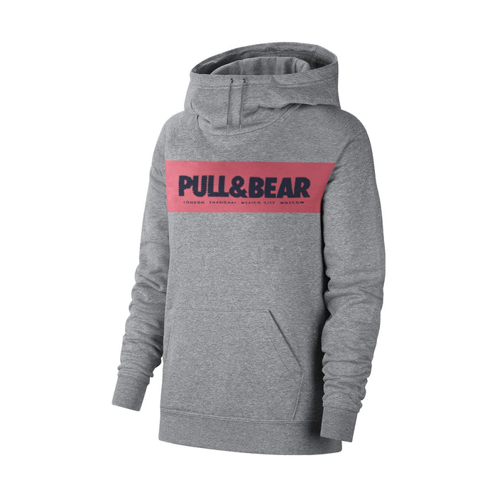 P&B Fleece Pullover Hoodie For Men-Charcoal Melange with Pink Panel-BE13227