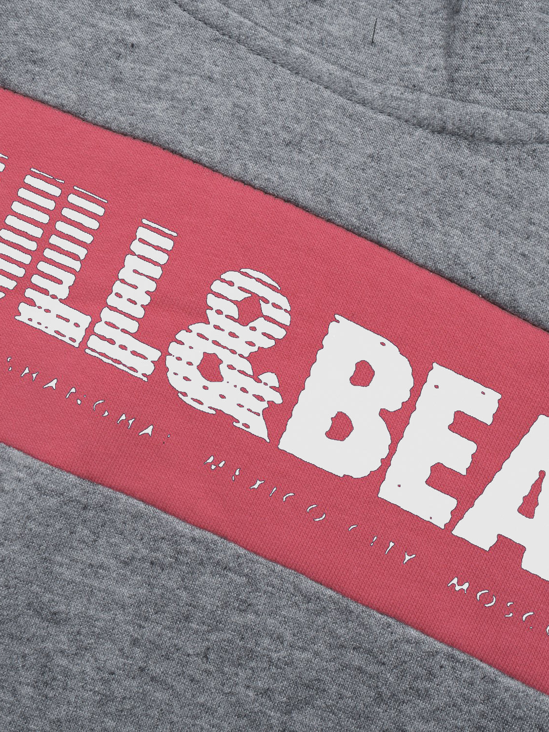 P&B Fleece Pullover Hoodie For Men-Charcoal Melange With Pink Panel-RT2158