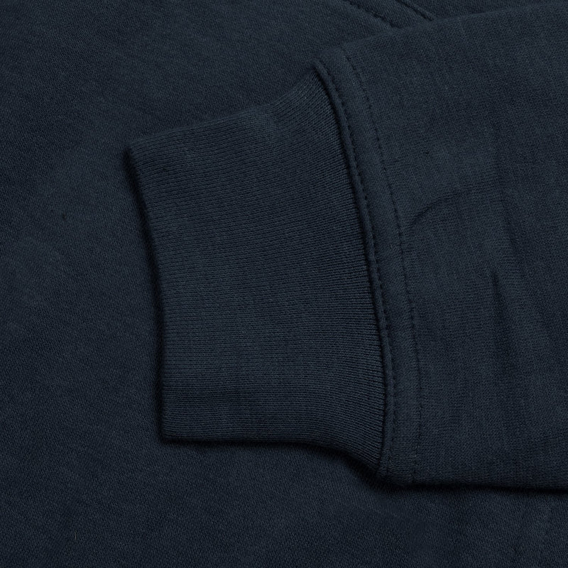 P&B Fleece Pullover Hoodie For Men-Dark Mid Navy with Orange Panel-BE13827