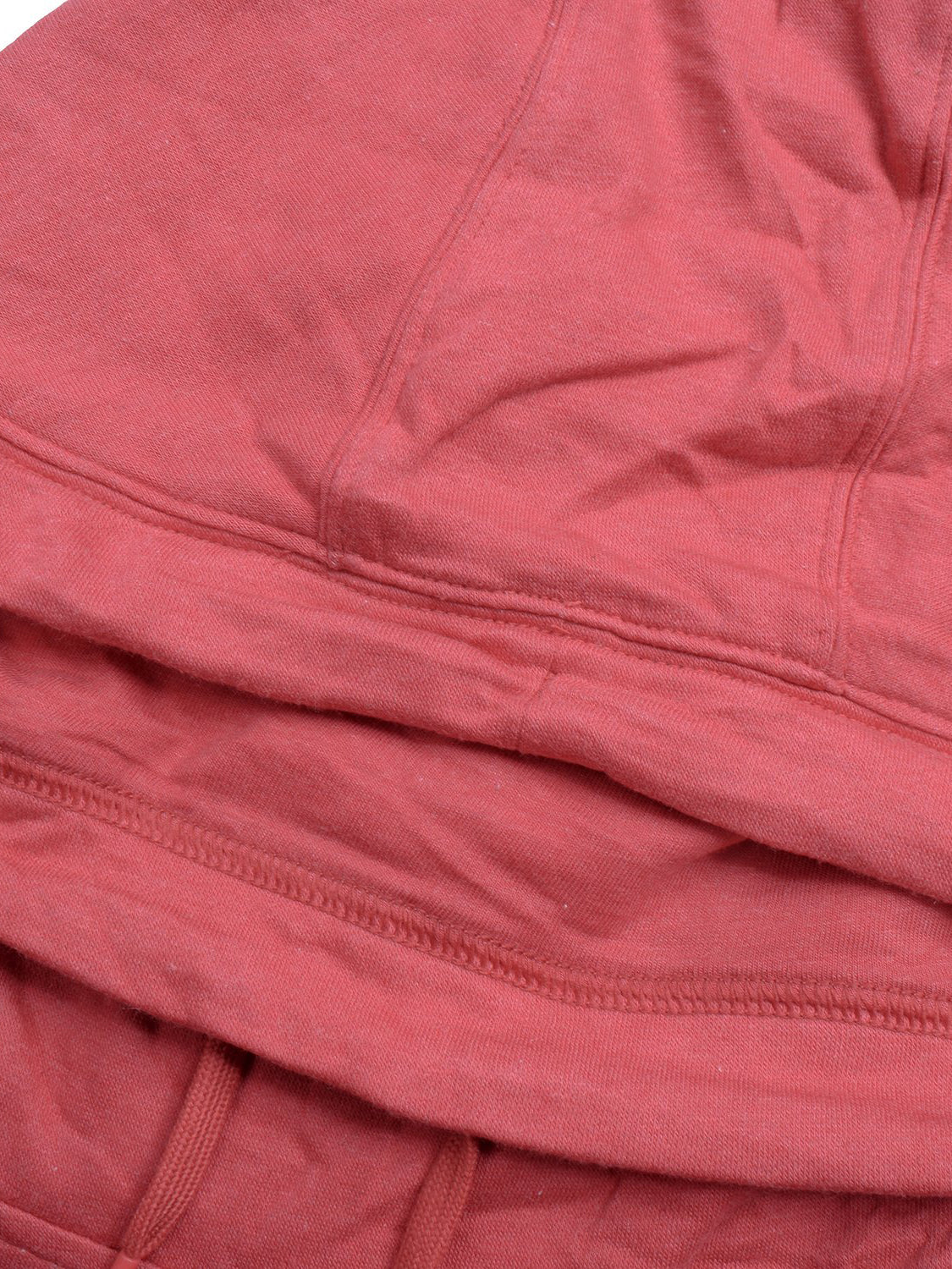 P&B Fleece Pullover Hoodie For Men-Dark Pink Melange With Prussian Blue Panel-RT2157
