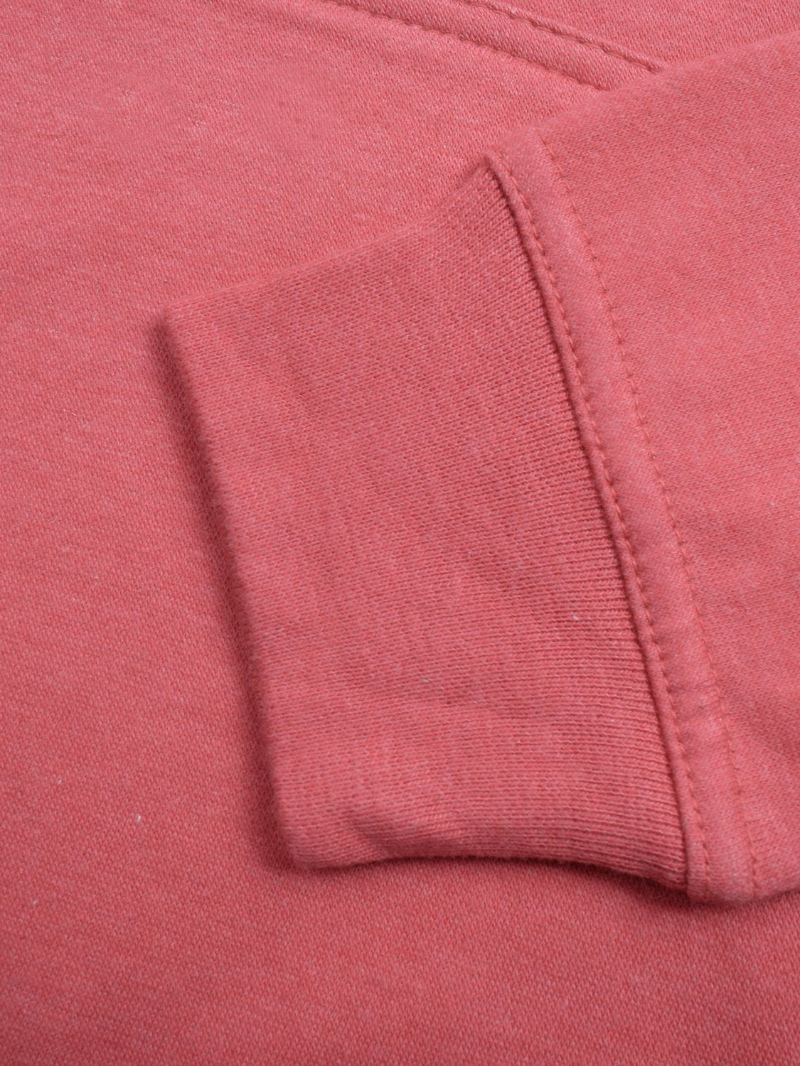 P&B Fleece Pullover Hoodie For Men-Dark Pink Melange With Prussian Blue Panel-RT2157