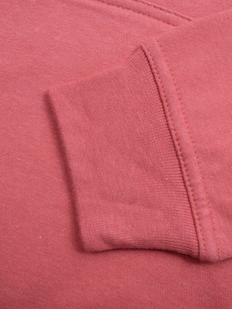 P&B Fleece Pullover Hoodie For Men-Dark Pink Melange With Prussian Blue Panel-RT2157