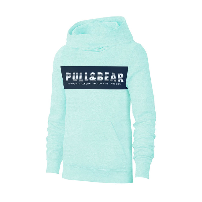P&B Fleece Pullover Hoodie For Men-Green Melange With Navy Panel-BE13428