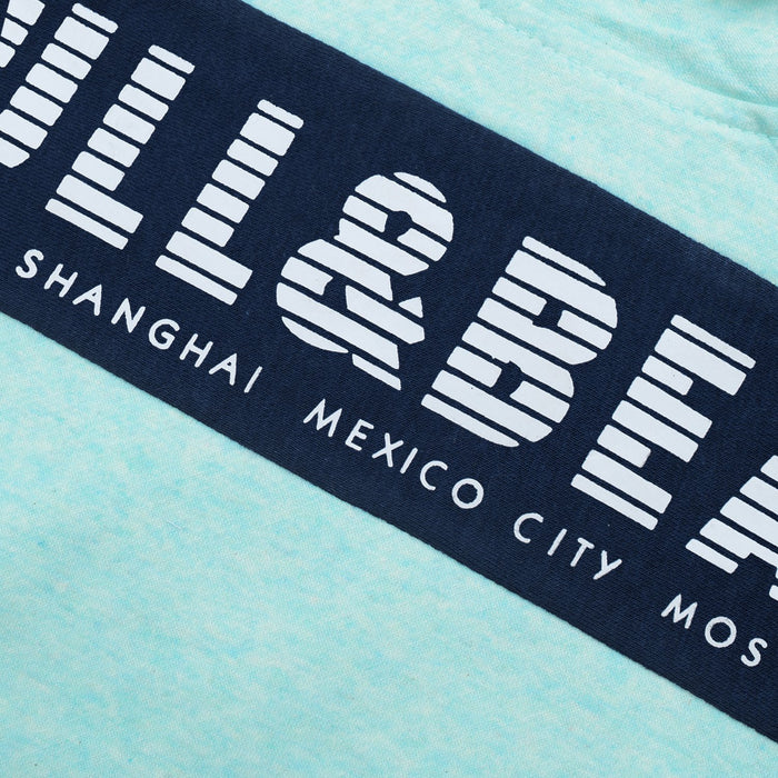 P&B Fleece Pullover Hoodie For Men-Green Melange With Navy Panel-BE13428