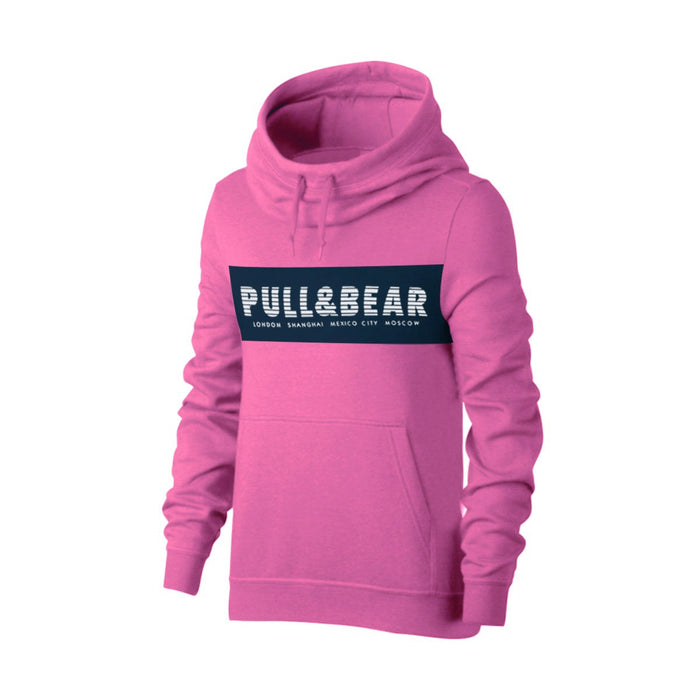 P&B Fleece Pullover Hoodie For Men-Magenta Melange with Dark Navy Panel-BE13811