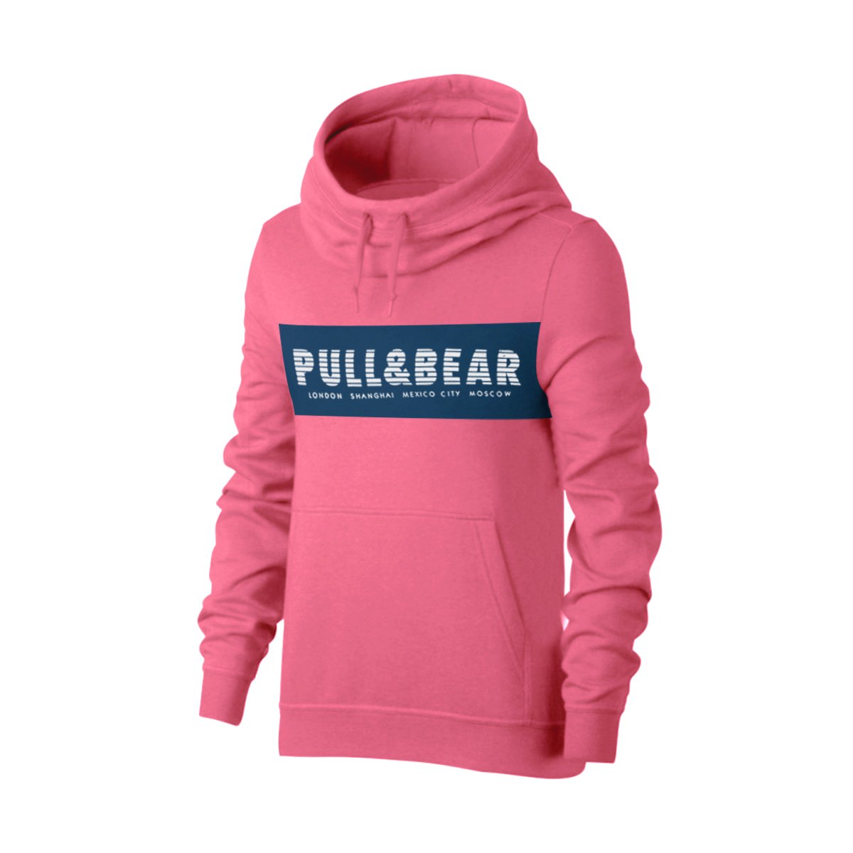 P&B Fleece Pullover Hoodie For Men-Magenta With Dark Blue Panel-BE13571
