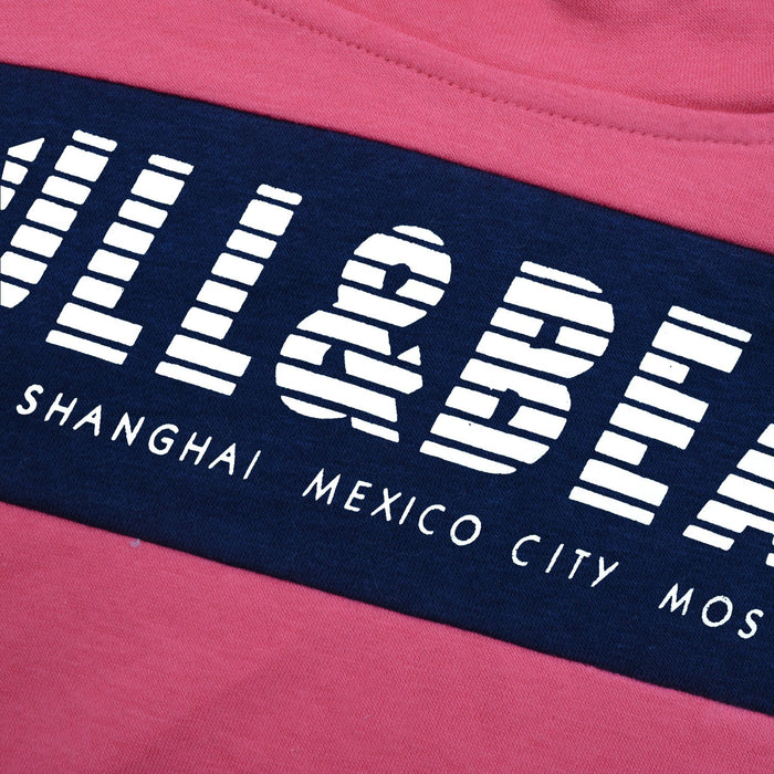 P&B Fleece Pullover Hoodie For Men-Magenta With Dark Blue Panel-BE13571