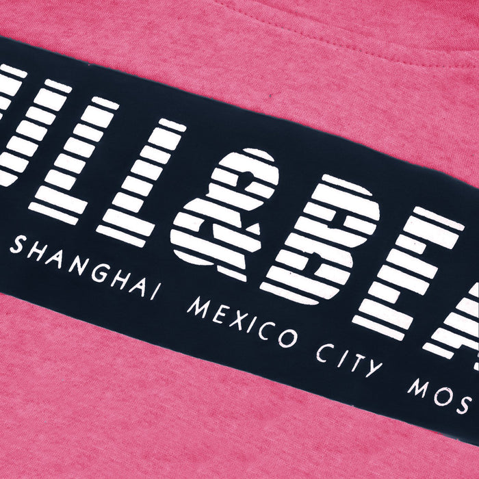 P&B Fleece Pullover Hoodie For Men-Pink Melange with Navy Panel-SP4147