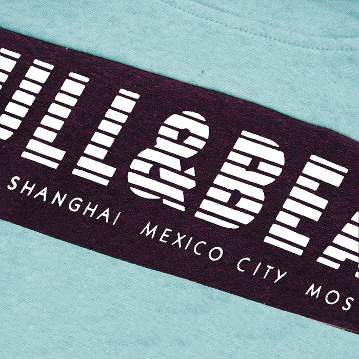 P&B Fleece Pullover Hoodie For Men-Sky Blue Melange with Burgundy Panel-SP4146