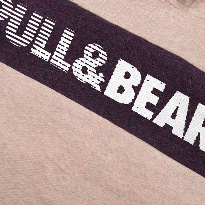 P&B Fleece Pullover Hoodie For Men-Peach Melange With Indigo Panel-BE13427