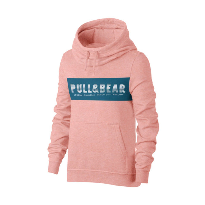 P&B Fleece Pullover Hoodie For Men-Pink Melange With Navy Panel-BE13429