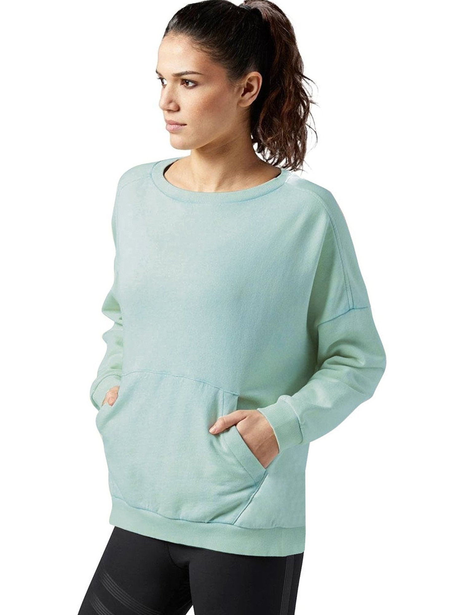RB Favorite Crew Sweatshirt For Ladies-Cyan Green Faded-BR12902