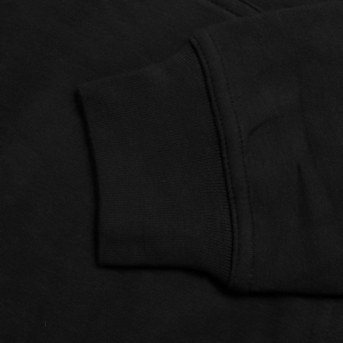 RB Fleece Funnel Neck Pullover Hoodie For Men-Black With White Embroidery-BE13472