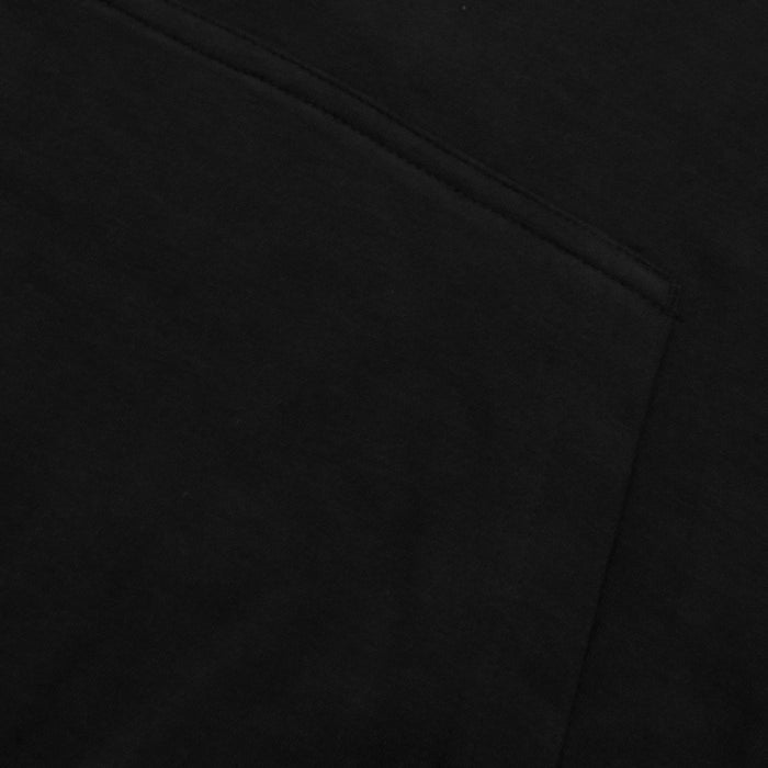 RB Fleece Funnel Neck Pullover Hoodie For Men-Black With White Embroidery-BE13472