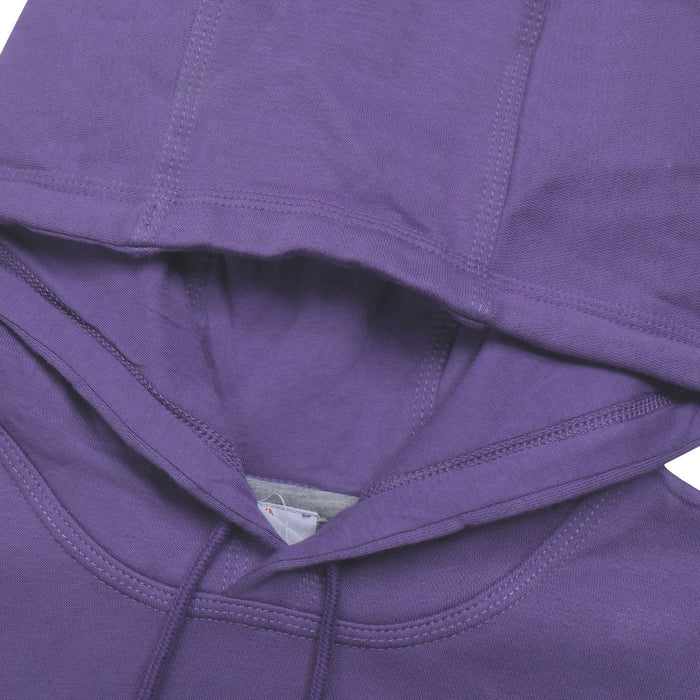 RB Fleece Pullover Hoodie For Men-Light Purple with White Embroidery-BE13182