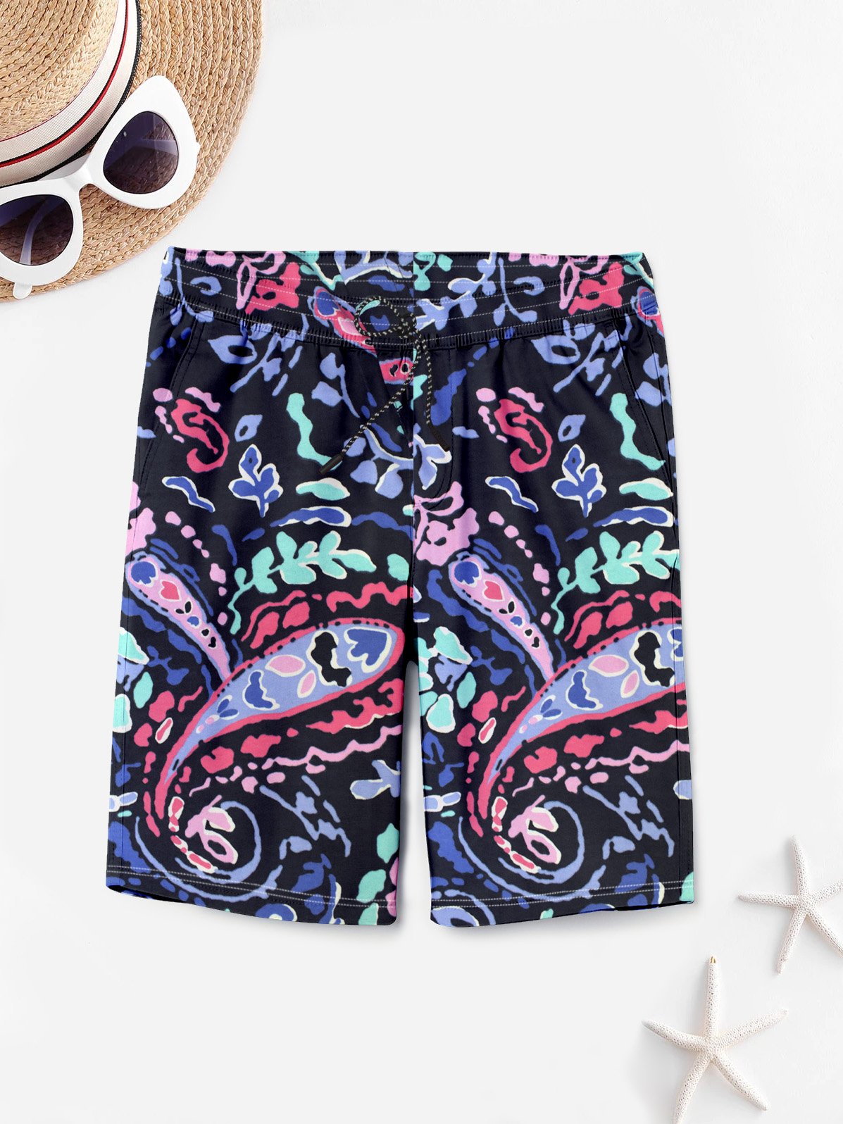 Next Summer Signle Jersey Short For Men-Navy with Allover Print-RT977