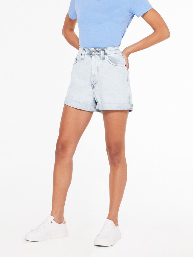 H&M Denim Short For Ladies-Light Blue Wash-CSD113